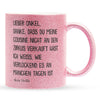 22Feels® Onkel Geschenk von Nichte - Glitzertasse mit Spruch (Pink, 320ml)-Glitzertasse Pink 320ml-22Feels