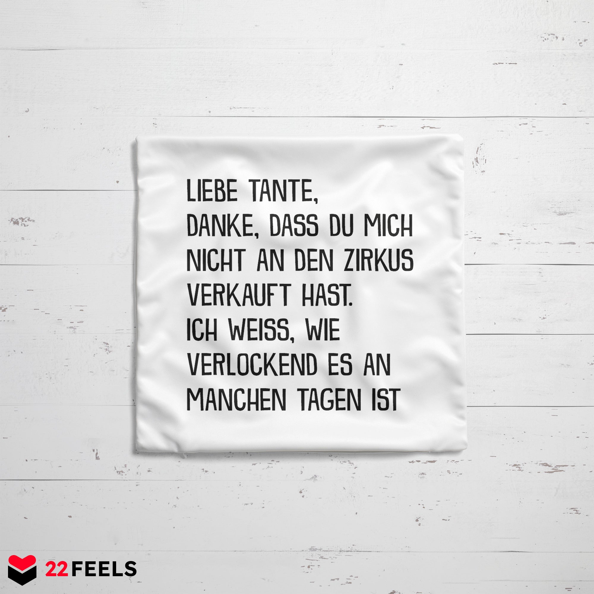 22Feels® Tante Geschenk - Kissen mit Spruch (Weiss 40x40cm)-Kissen Weiss 40x40-22Feels