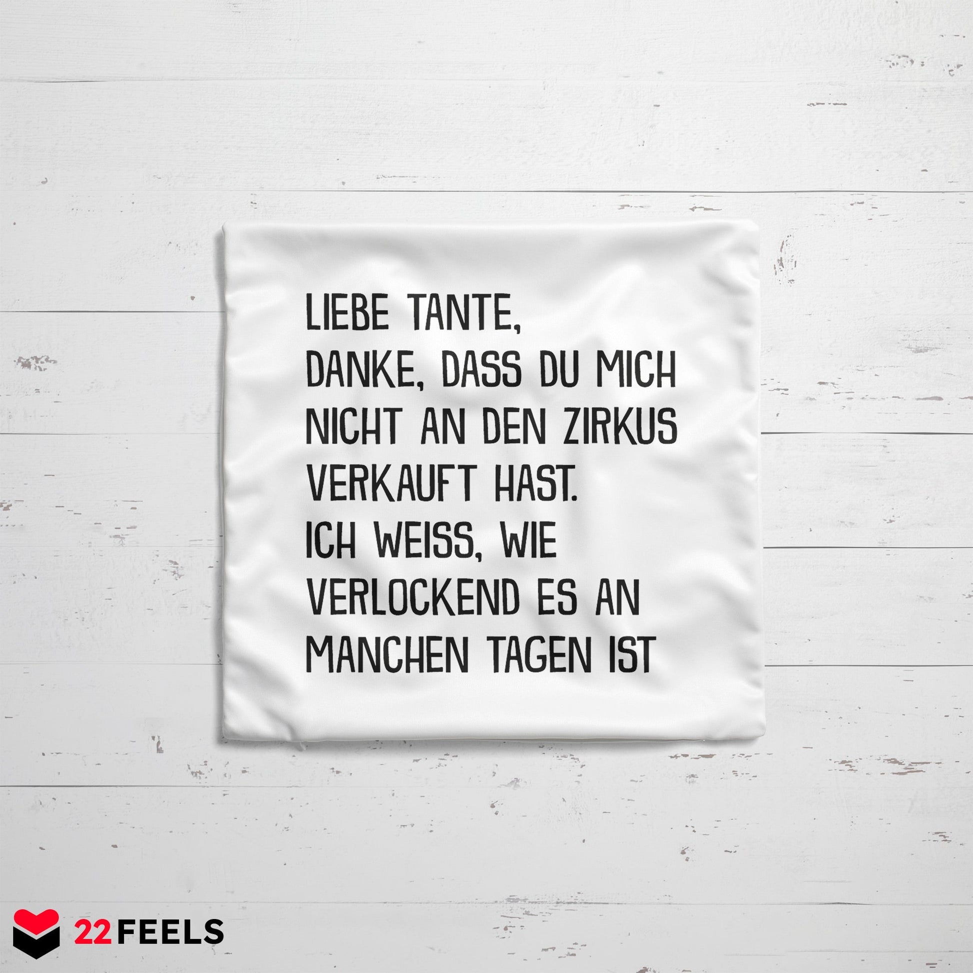22Feels® Tante Geschenk - Kissen mit Spruch (Weiss 40x40cm)-Kissen Weiss 40x40-22Feels