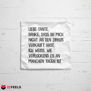 22Feels® Tante Geschenk - Kissen mit Spruch (Weiss 40x40cm)-Kissen Weiss 40x40-22Feels