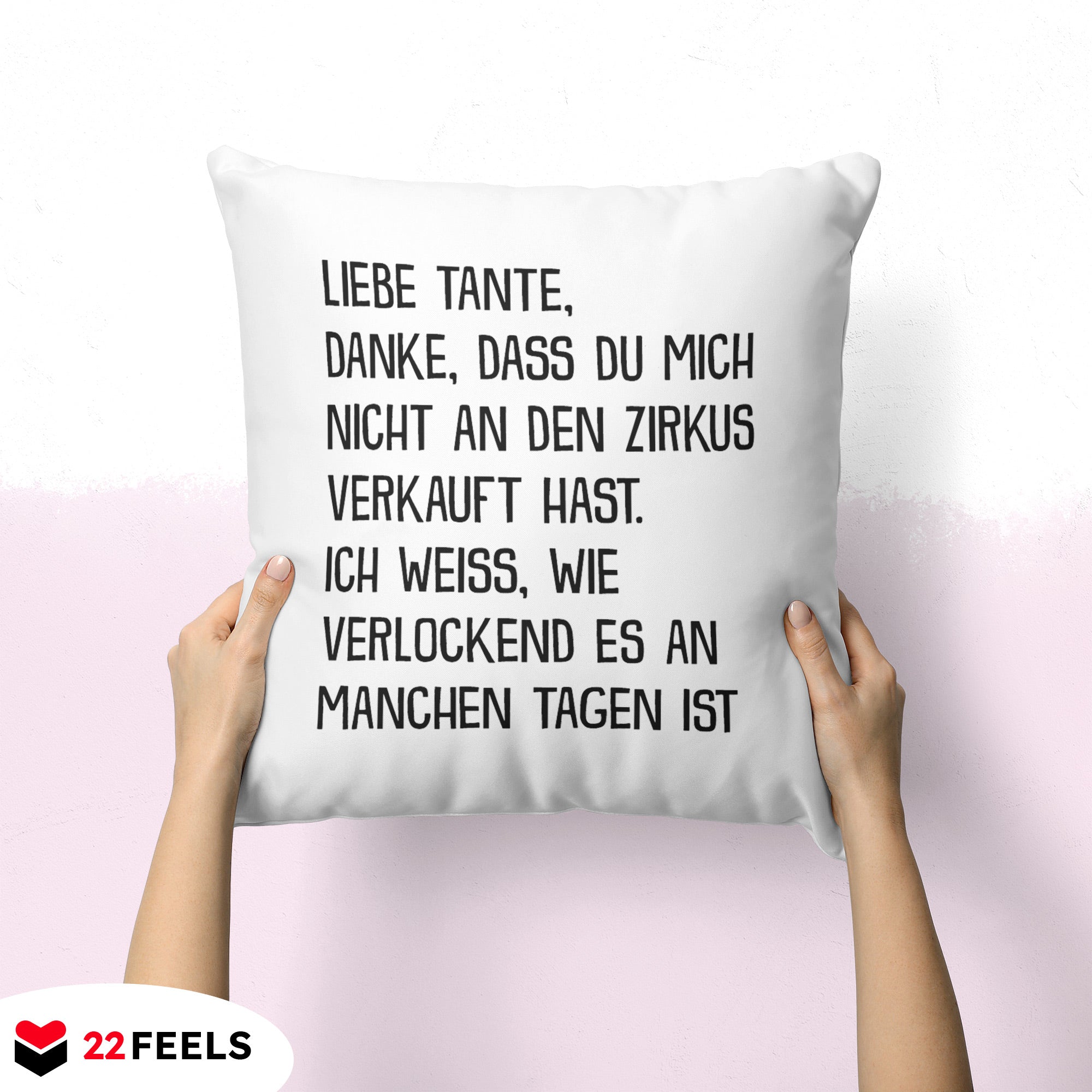 22Feels® Tante Geschenk - Kissen mit Spruch (Weiss 40x40cm)-Kissen Weiss 40x40-22Feels