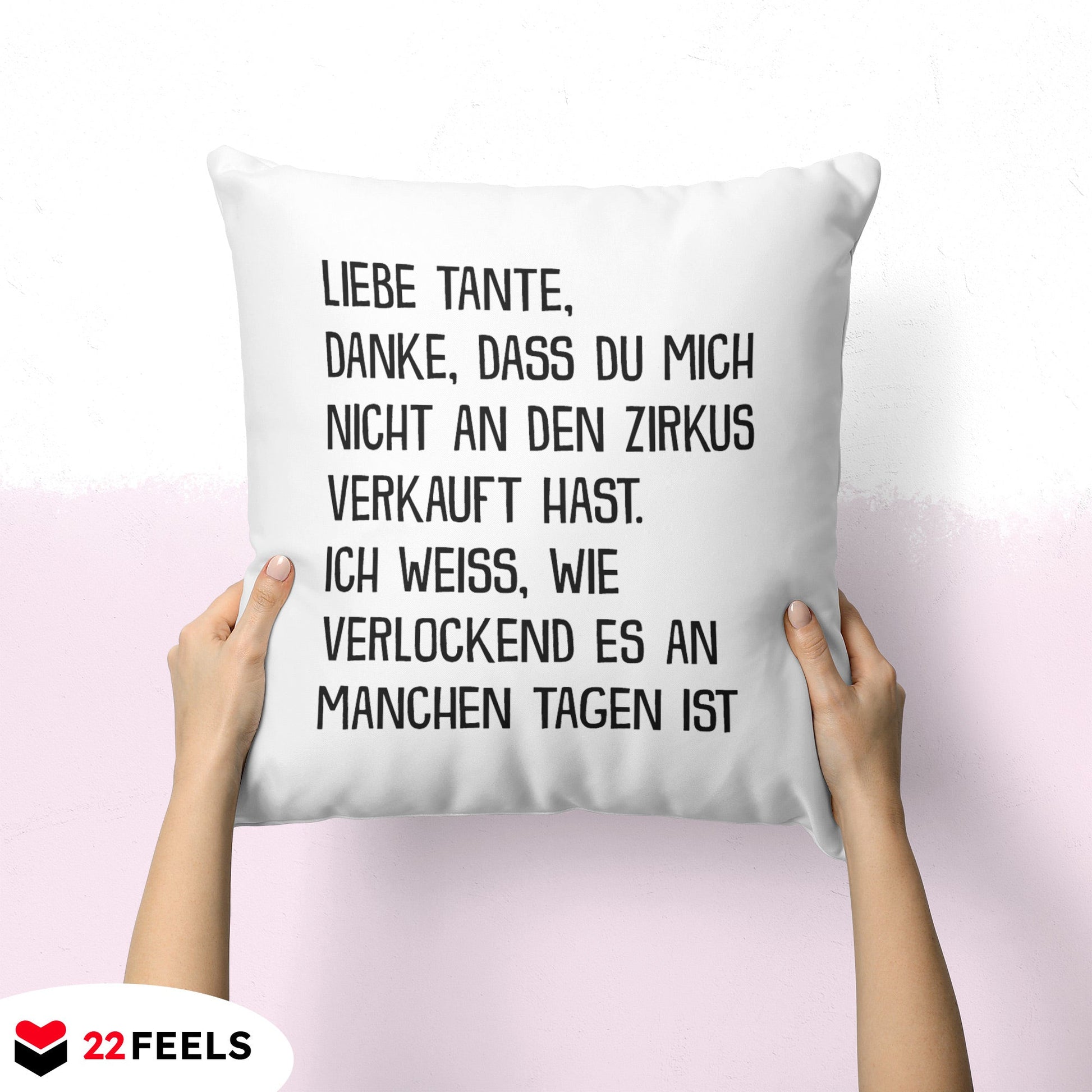 22Feels® Tante Geschenk - Kissen mit Spruch (Weiss 40x40cm)-Kissen Weiss 40x40-22Feels