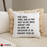 22Feels® Tante Geschenk - Kissen mit Spruch (Weiss 40x40cm)-Kissen Weiss 40x40-22Feels