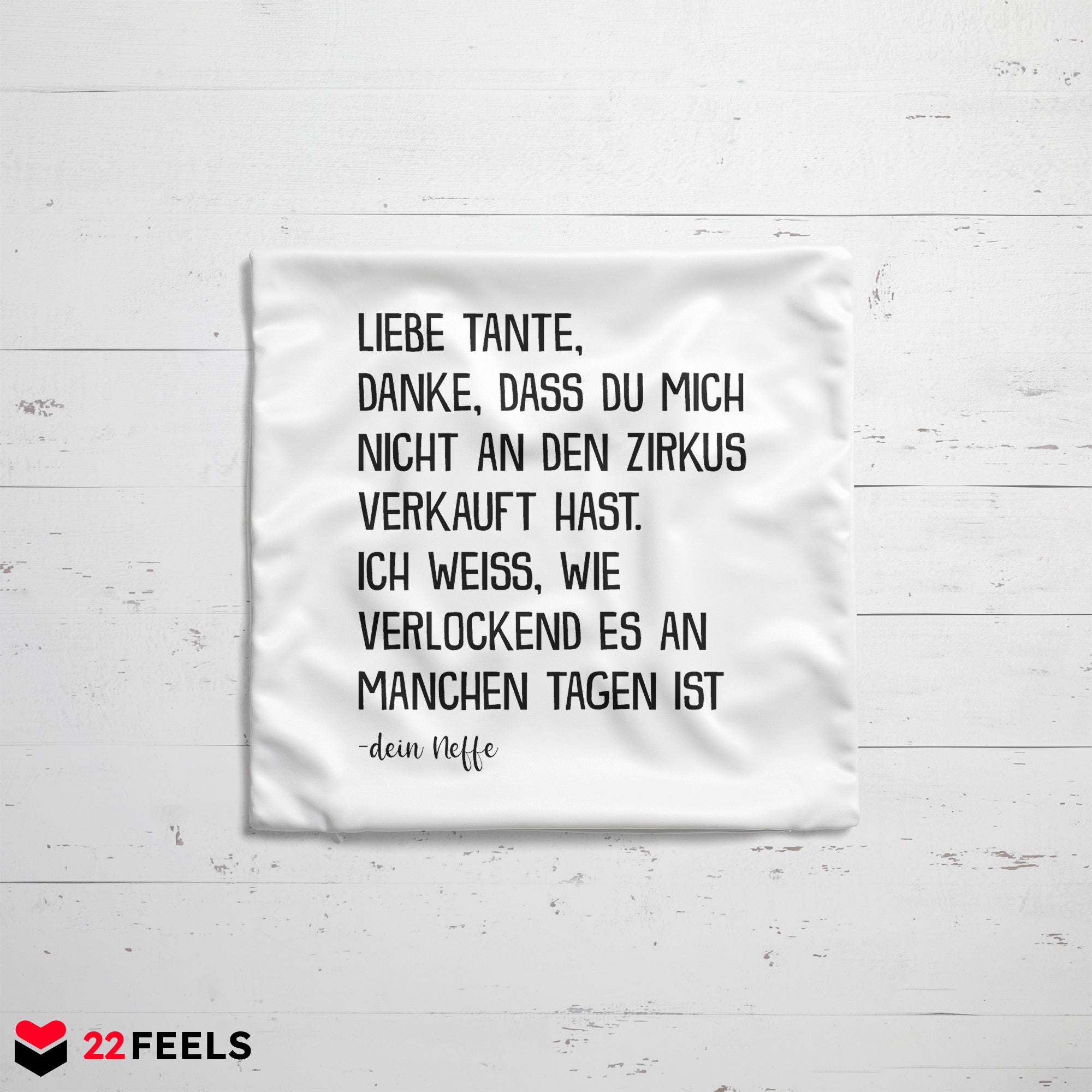 22Feels® Tante Geschenk von Neffe - Kissen mit Spruch (Weiss 40x40cm)-Kissen Weiss 40x40-22Feels