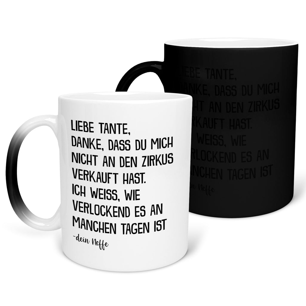 22Feels® Tante Geschenk von Neffe - Zaubertasse mit Spruch (Matt-Schwarz und Weiss, 320ml)-Farbwechsel Tasse Matt 320ml-22Feels