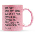 22Feels® Tante Geschenk von Nichte - Glitzertasse mit Spruch (Pink, 320ml)-Glitzertasse Pink 320ml-22Feels