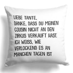 22Feels® Tante Geschenk - Kissen mit Spruch (Weiss 40x40cm)-Kissen Weiss 40x40-22Feels