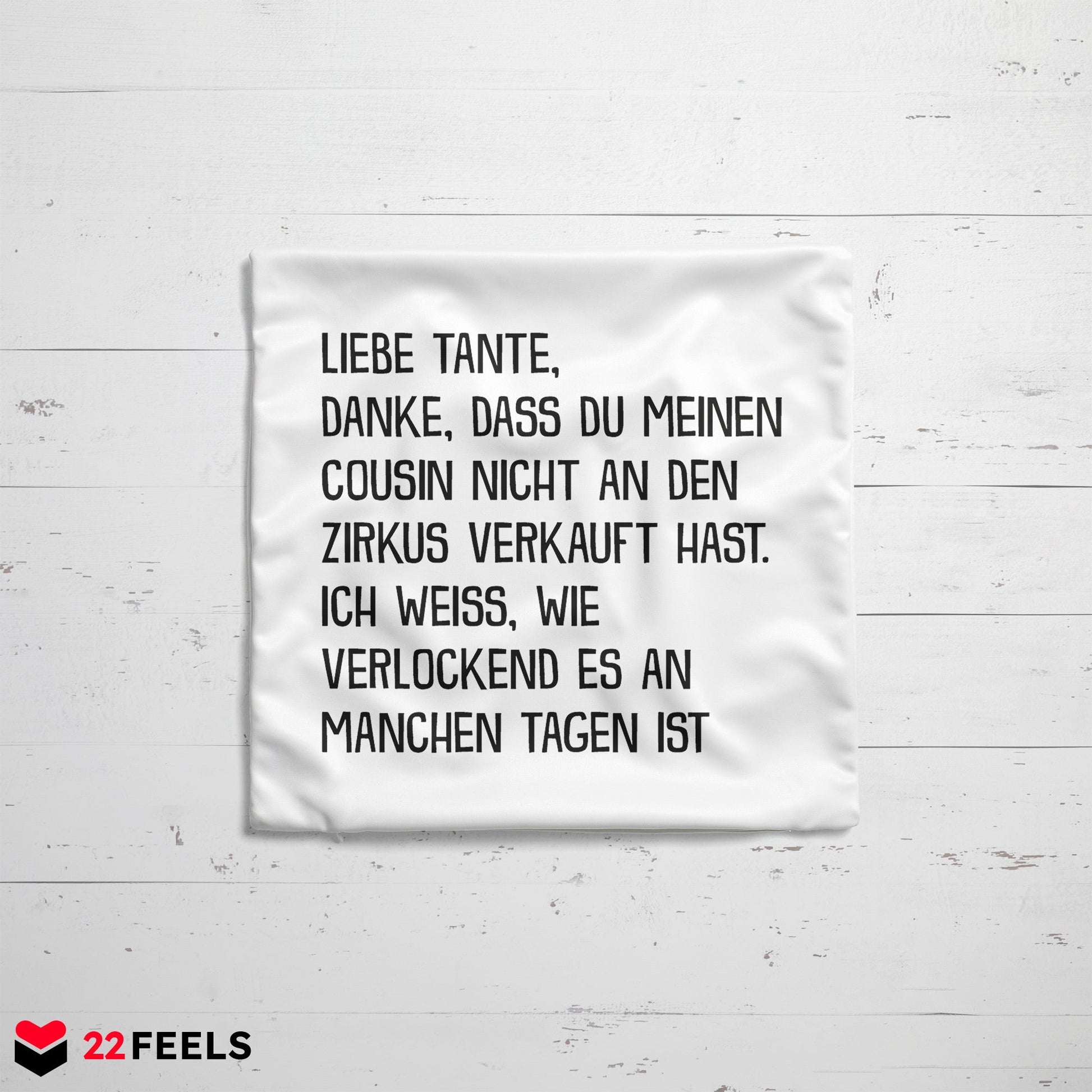 22Feels® Tante Geschenk - Kissen mit Spruch (Weiss 40x40cm)-Kissen Weiss 40x40-22Feels