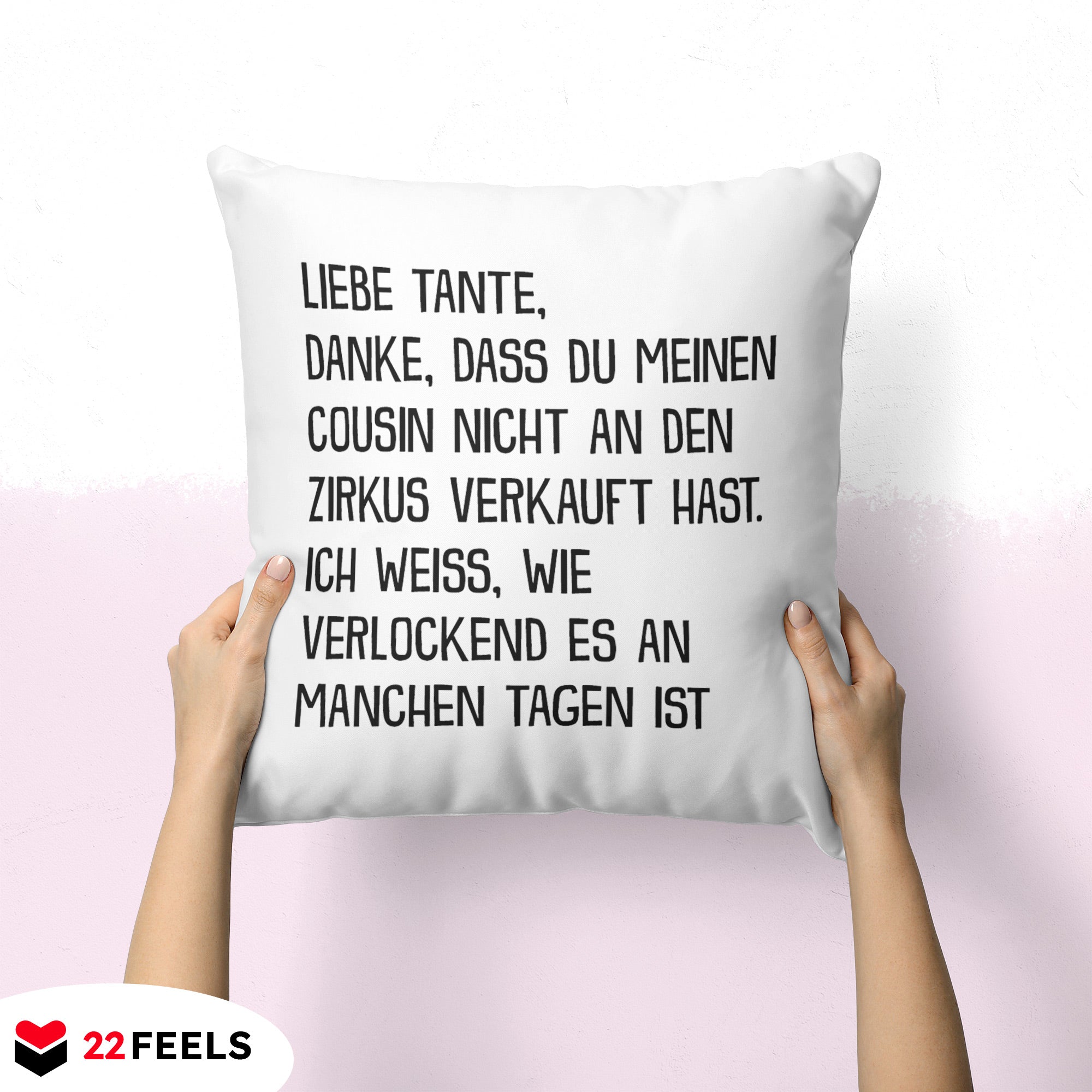 22Feels® Tante Geschenk - Kissen mit Spruch (Weiss 40x40cm)-Kissen Weiss 40x40-22Feels