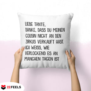 22Feels® Tante Geschenk - Kissen mit Spruch (Weiss 40x40cm)-Kissen Weiss 40x40-22Feels