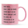22Feels® Tante Geschenk - Glitzertasse mit Spruch (Pink, 320ml)-Glitzertasse Pink 320ml-22Feels