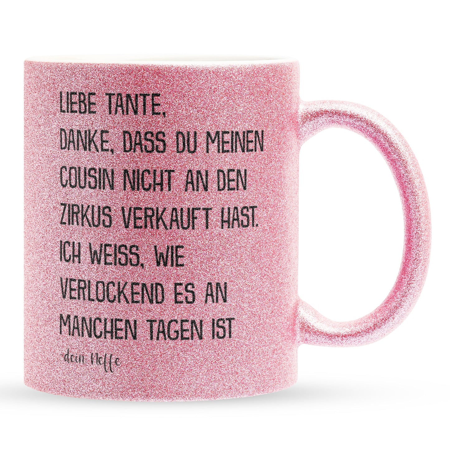 22Feels® Tante Geschenk von Neffe - Glitzertasse mit Spruch (Pink, 320ml)-Glitzertasse Pink 320ml-22Feels