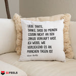 22Feels® Tante Geschenk von Nichte - Kissen mit Spruch (Weiss 40x40cm)-Kissen Weiss 40x40-22Feels