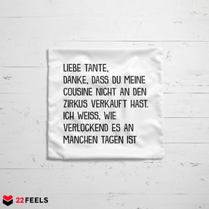 22Feels® Tante Geschenk - Kissen mit Spruch (Weiss 40x40cm)-Kissen Weiss 40x40-22Feels