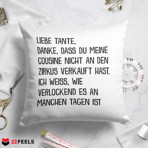 22Feels® Tante Geschenk - Kissen mit Spruch (Weiss 40x40cm)-Kissen Weiss 40x40-22Feels