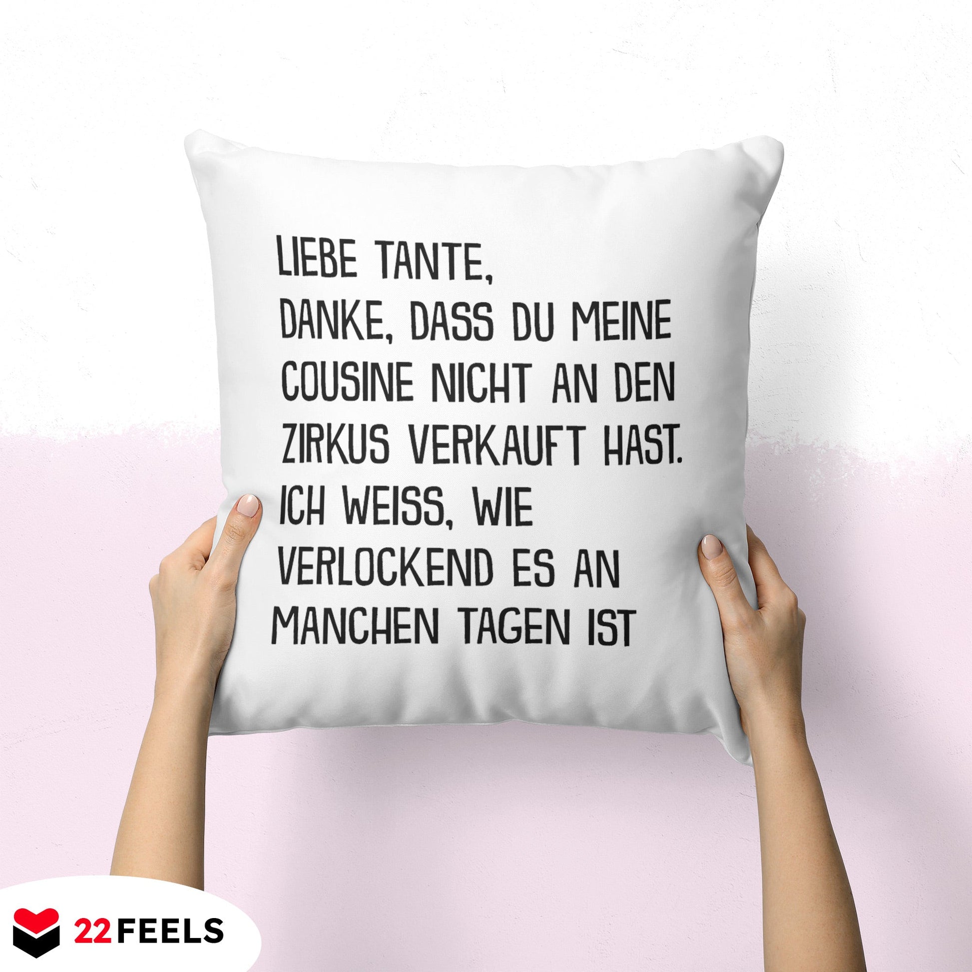 22Feels® Tante Geschenk - Kissen mit Spruch (Weiss 40x40cm)-Kissen Weiss 40x40-22Feels