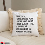 22Feels® Tante Geschenk - Kissen mit Spruch (Weiss 40x40cm)-Kissen Weiss 40x40-22Feels