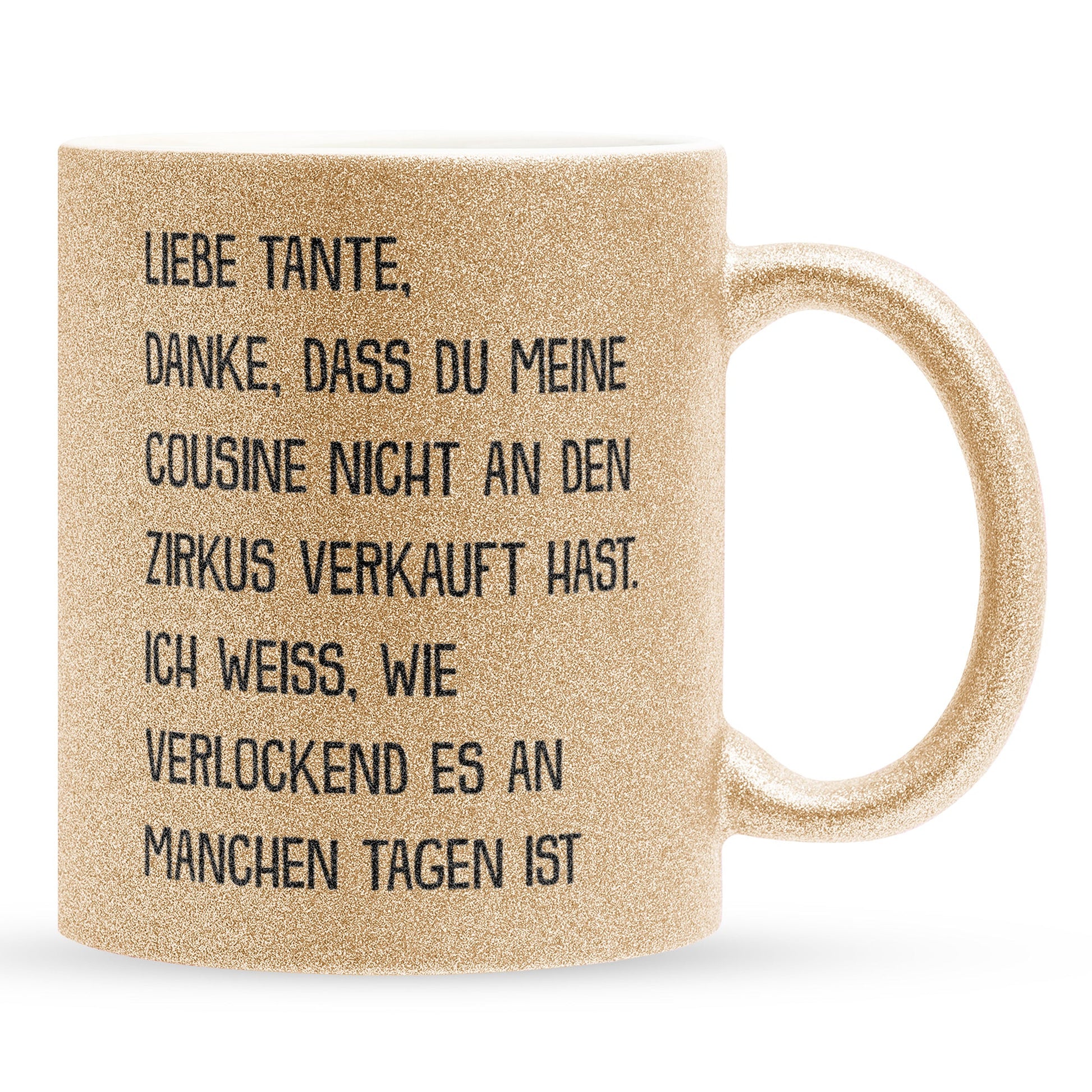 22Feels® Tante Geschenk - Glitzertasse mit Spruch (Gold, 320ml)-Glitzertasse Gold 320ml-22Feels