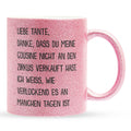 22Feels® Tante Geschenk - Glitzertasse mit Spruch (Pink, 320ml)-Glitzertasse Pink 320ml-22Feels