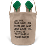 22Feels® Tante Osterkorb mit Henkel Ostergeschenk Tragetasche Ostern Deko Osternest Körbchen Hasenohren (Beige/Grün)-Ostern Tragetasche-22Feels