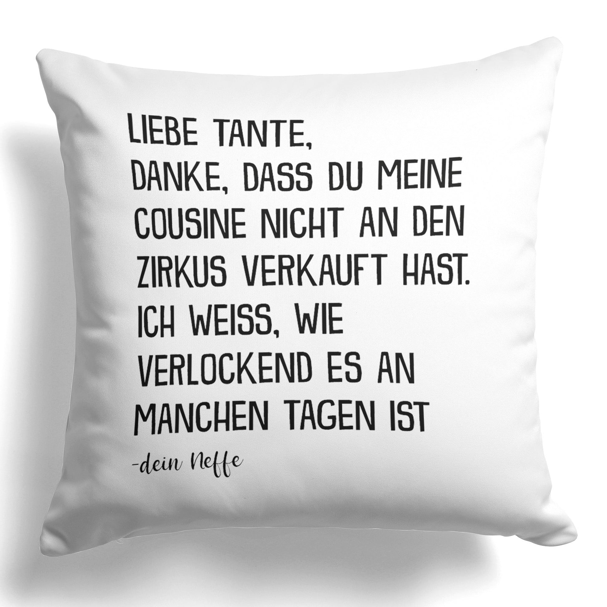 22Feels® Tante Geschenk von Neffe - Kissen mit Spruch (Weiss 40x40cm)-Kissen Weiss 40x40-22Feels