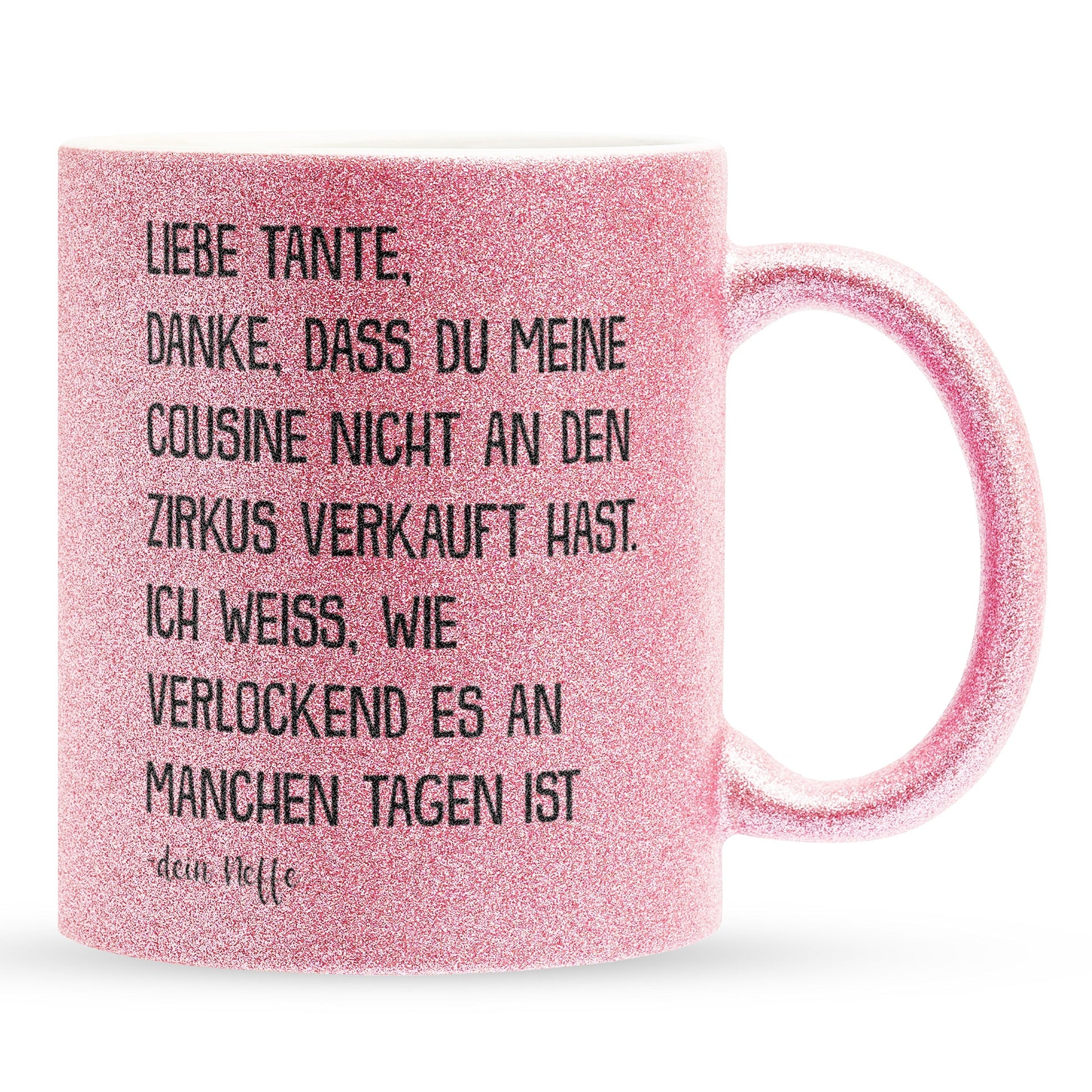 22Feels® Tante Geschenk von Neffe - Glitzertasse mit Spruch (Pink, 320ml)-Glitzertasse Pink 320ml-22Feels