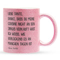 22Feels® Tante Geschenk von Nichte - Glitzertasse mit Spruch (Pink, 320ml)-Glitzertasse Pink 320ml-22Feels