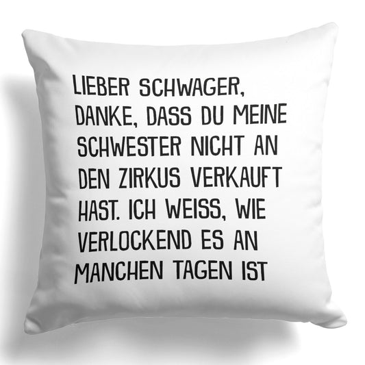 22Feels® Schwager Geschenk - Kissen mit Spruch (Weiss 40x40cm)-Kissen Weiss 40x40-22Feels