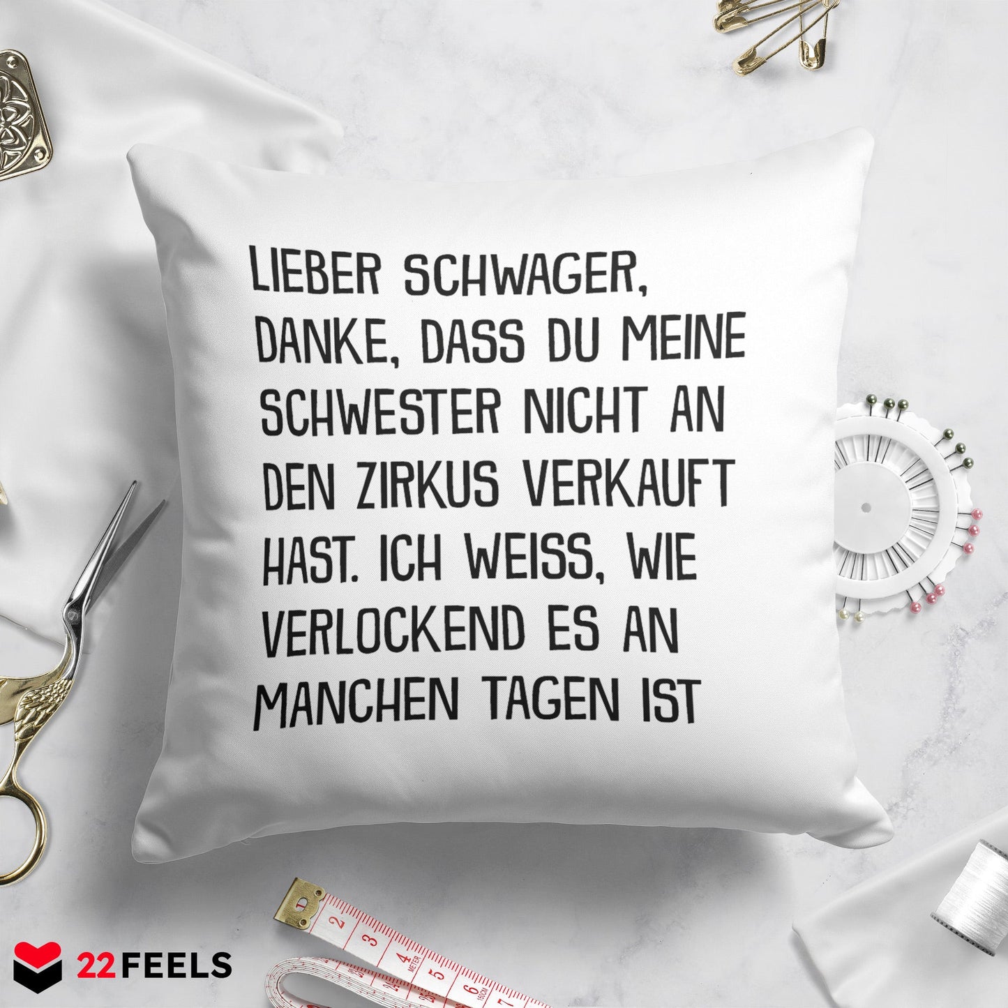 22Feels® Schwager Geschenk - Kissen mit Spruch (Weiss 40x40cm)-Kissen Weiss 40x40-22Feels