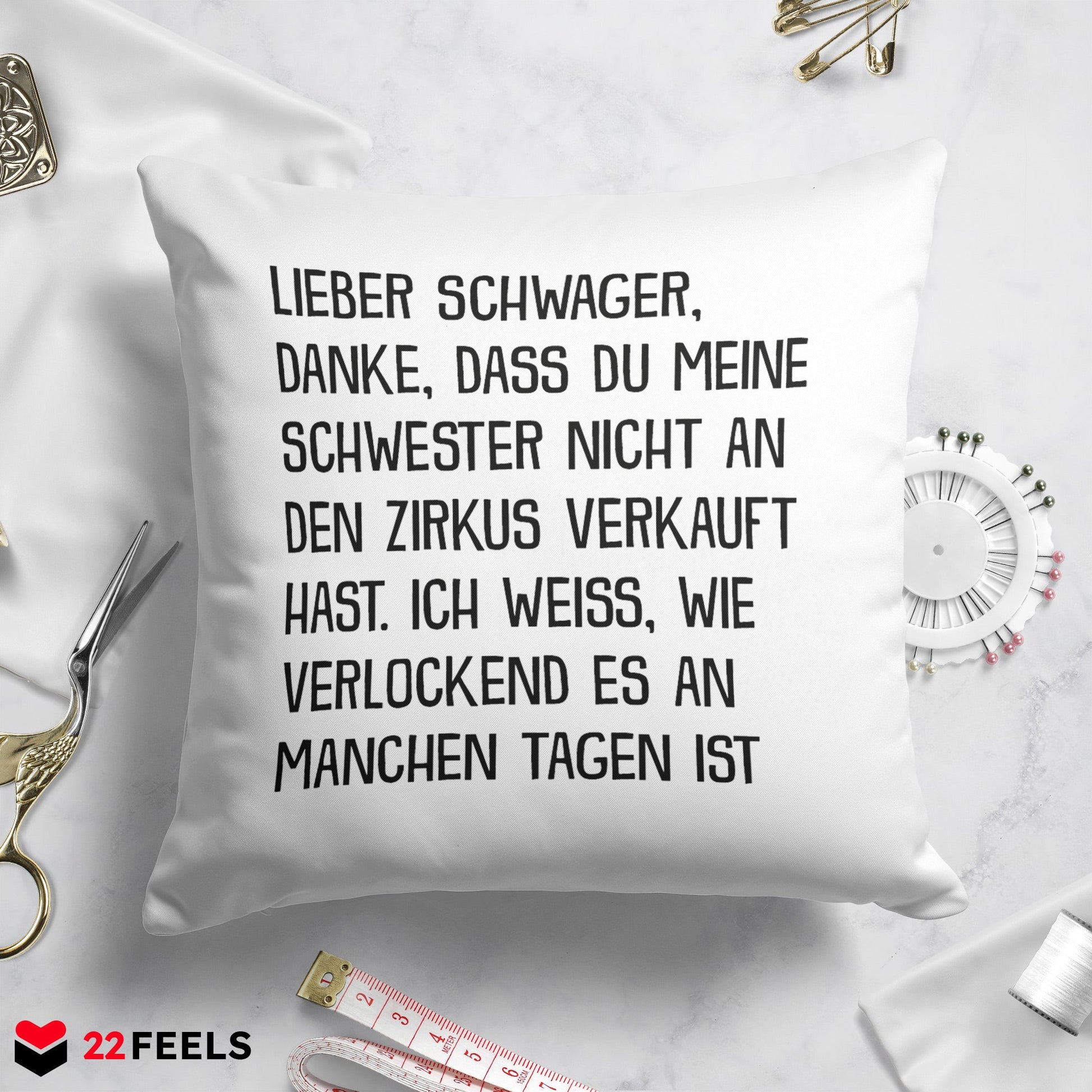 22Feels® Schwager Geschenk - Kissen mit Spruch (Weiss 40x40cm)-Kissen Weiss 40x40-22Feels
