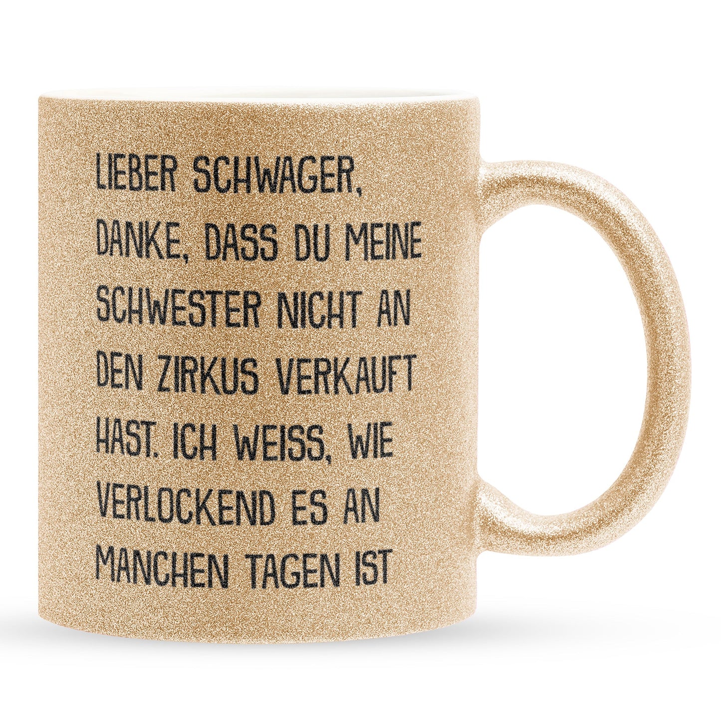 22Feels® Schwager Geschenk - Glitzertasse mit Spruch (Gold, 320ml)-Glitzertasse Gold 320ml-22Feels