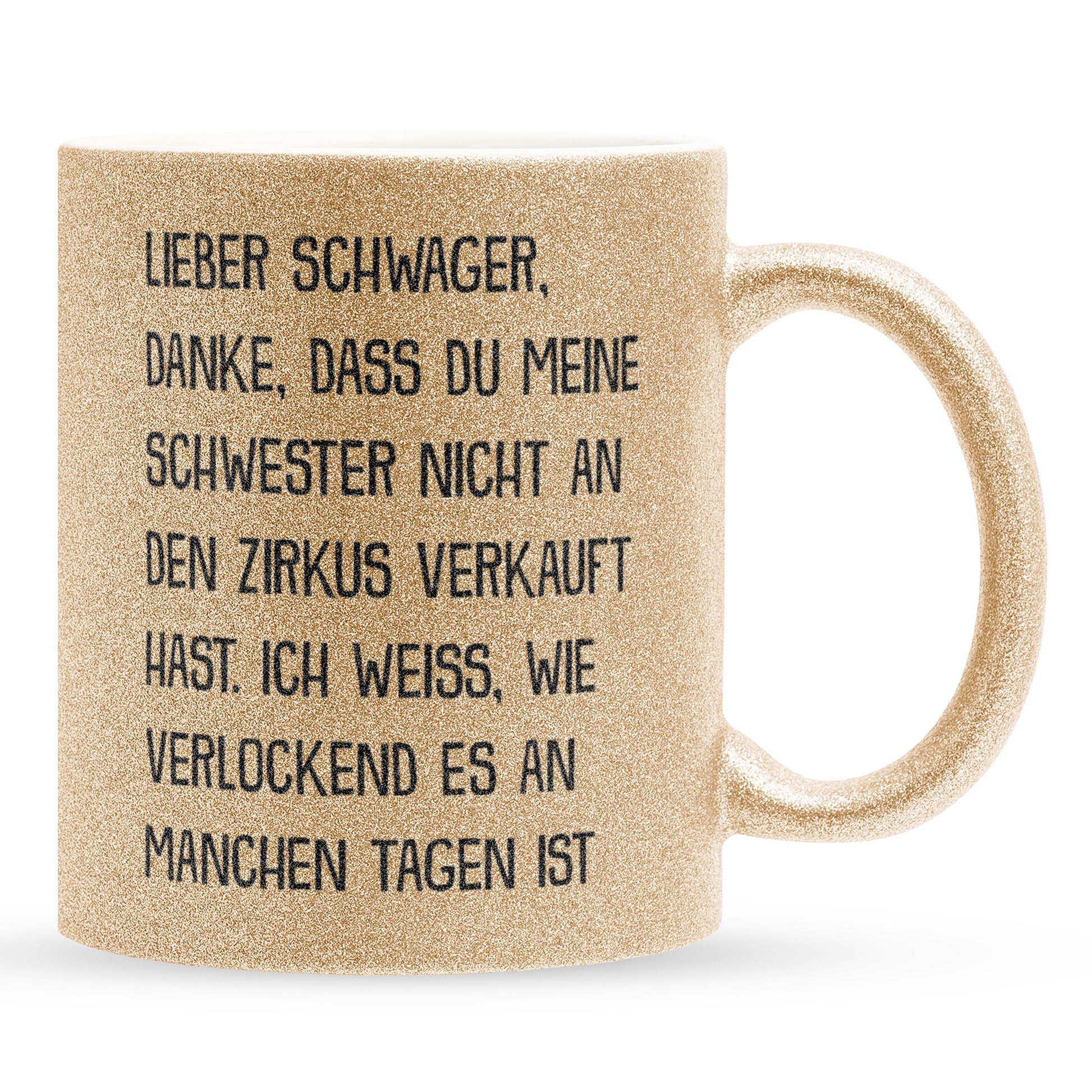 22Feels® Schwager Geschenk - Glitzertasse mit Spruch (Gold, 320ml)-Glitzertasse Gold 320ml-22Feels