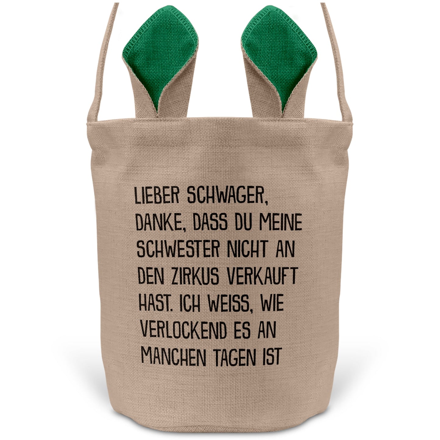 22Feels® Schwager Osterkorb -Meine Schwester- mit Henkel Ostergeschenk Tragetasche Ostern Deko Osternest Körbchen Hasenohren (Beige/Grün)-Ostern Tragetasche-22Feels