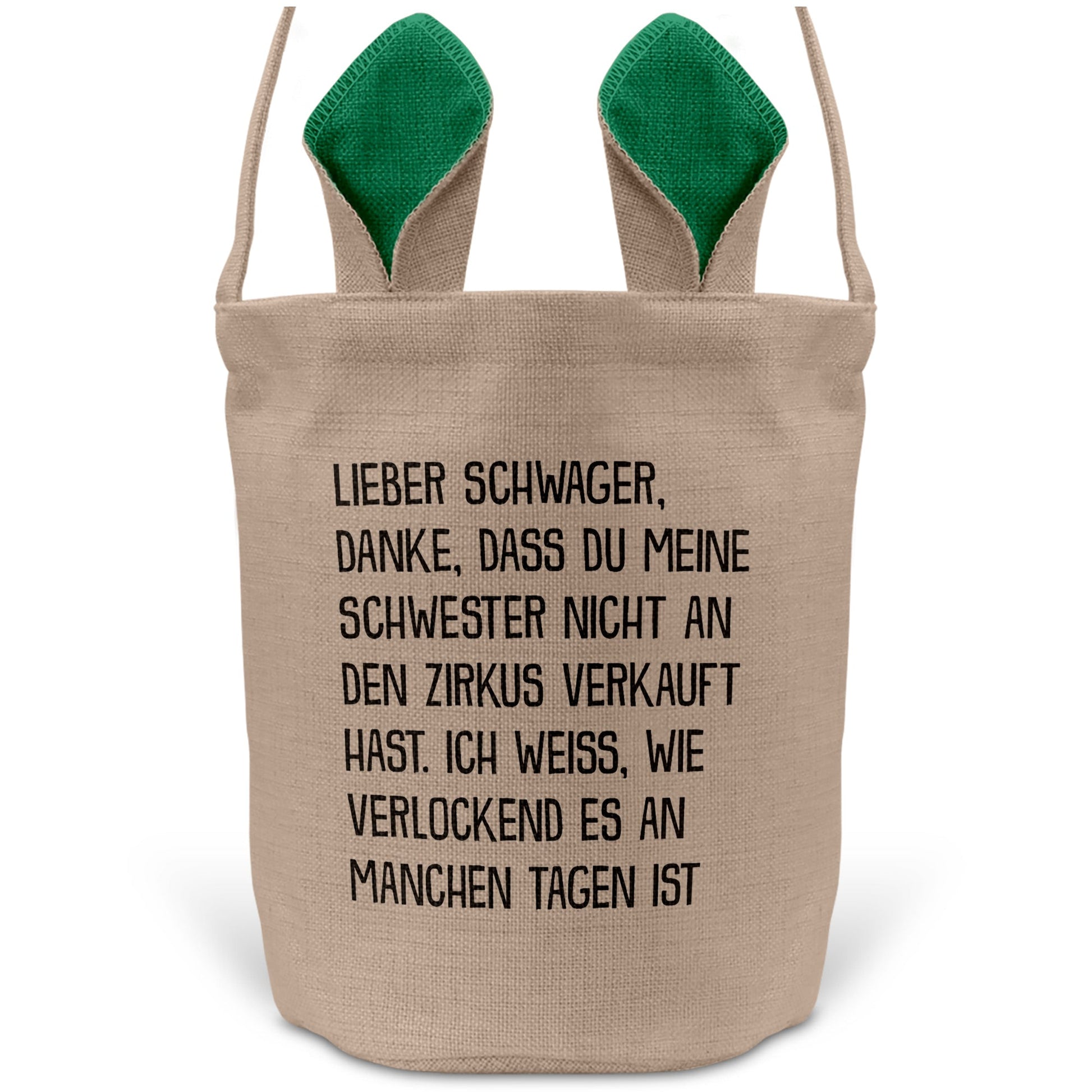 22Feels® Schwager Osterkorb -Meine Schwester- mit Henkel Ostergeschenk Tragetasche Ostern Deko Osternest Körbchen Hasenohren (Beige/Grün)-Ostern Tragetasche-22Feels