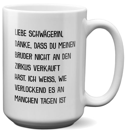 22Feels® Schwägerin Geschenk - XL Tasse mit Spruch (Weiss, 440ml)-Weisse XL Tasse 440ml-22Feels