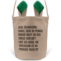 22Feels® Schwägerin Osterkorb -Mein Bruder- mit Henkel Ostergeschenk Tragetasche Ostern Deko Osternest Körbchen Hasenohren (Beige/Grün)-Ostern Tragetasche-22Feels