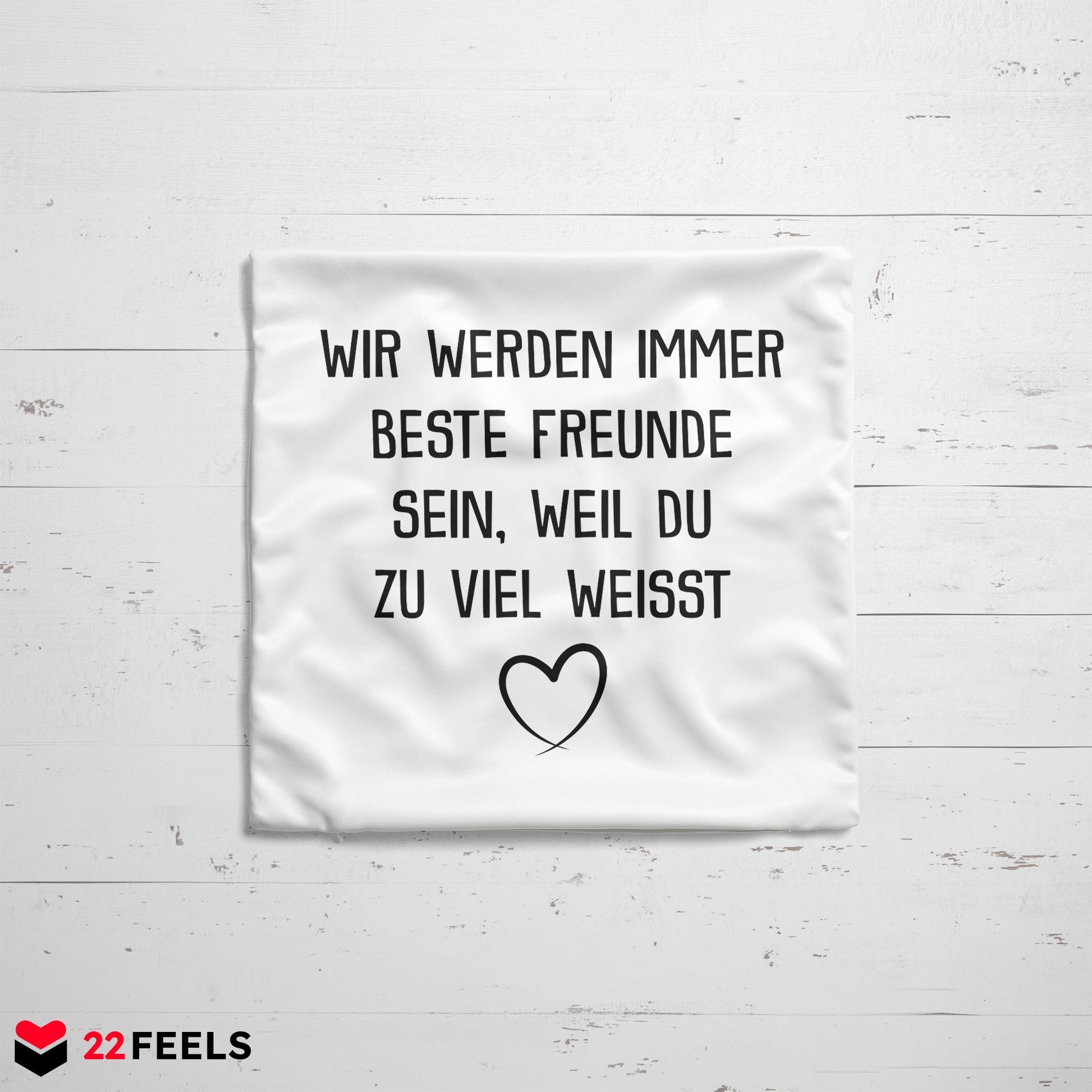 22Feels® Beste Freundin Geschenk - Kissen mit Spruch: Du weisst zu viel (Weiss 40x40cm)-Kissen Weiss 40x40-22Feels