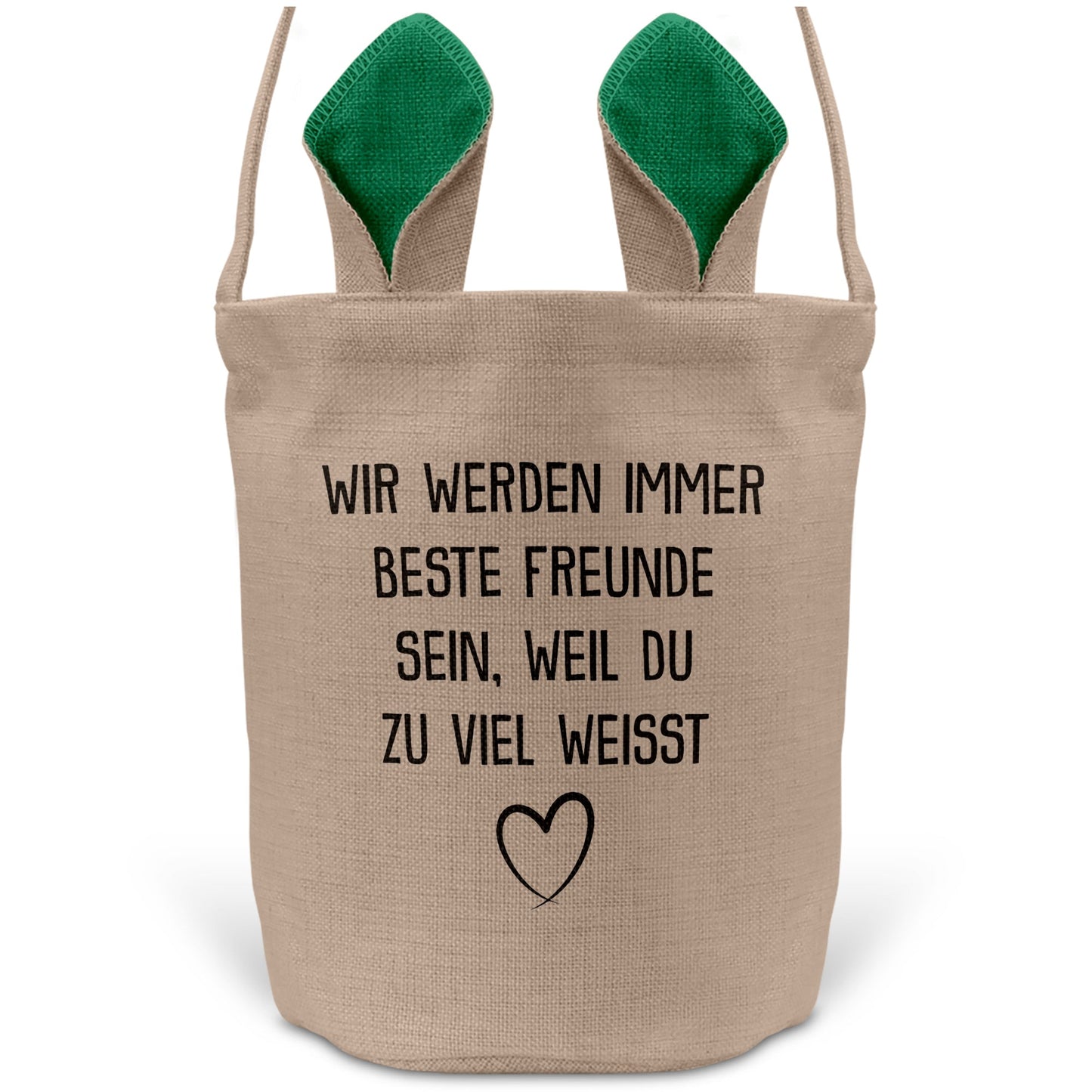22Feels® Beste Freundin BFF Osterkorb mit Henkel Ostergeschenk Tragetasche Ostern Deko Osternest Körbchen Hasenohren (Beige/Grün)-Ostern Tragetasche-22Feels