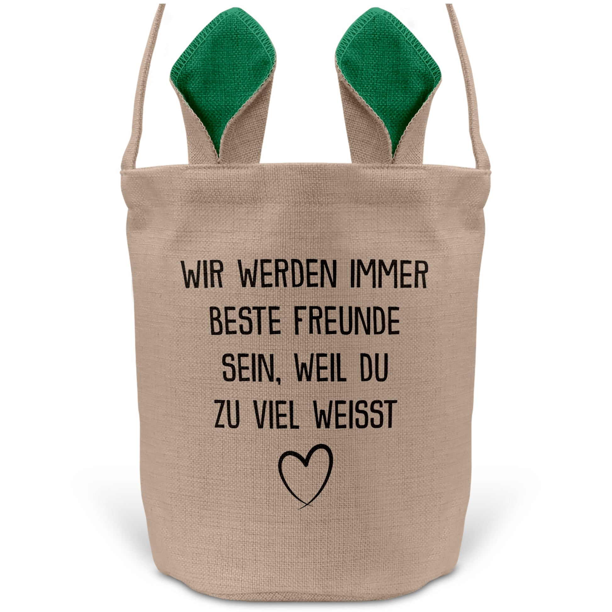 22Feels® Beste Freundin BFF Osterkorb mit Henkel Ostergeschenk Tragetasche Ostern Deko Osternest Körbchen Hasenohren (Beige/Grün)-Ostern Tragetasche-22Feels