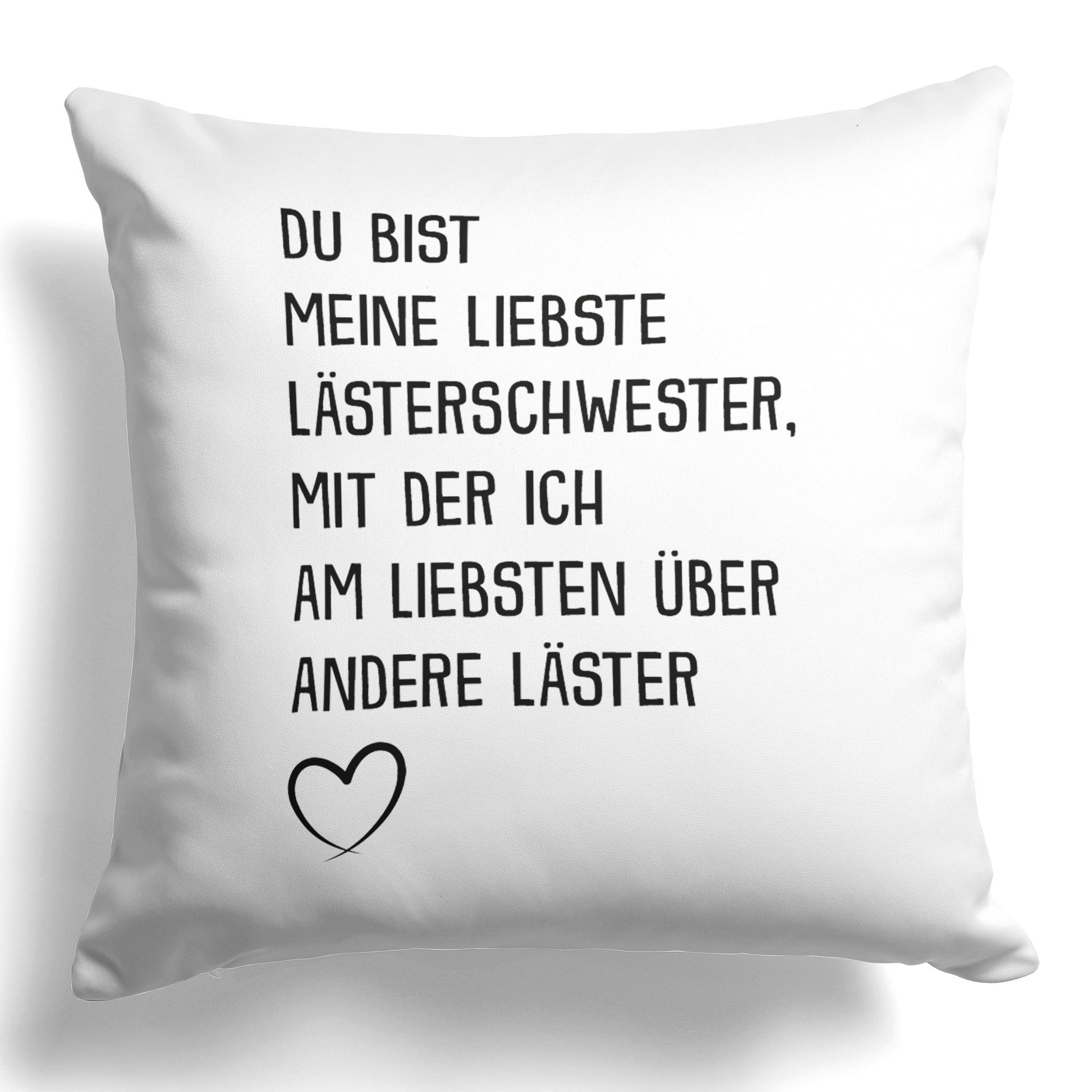 22Feels® Beste Freundin Geschenk - Kissen mit Spruch: Lästern (Weiss 40x40cm)-Kissen Weiss 40x40-22Feels