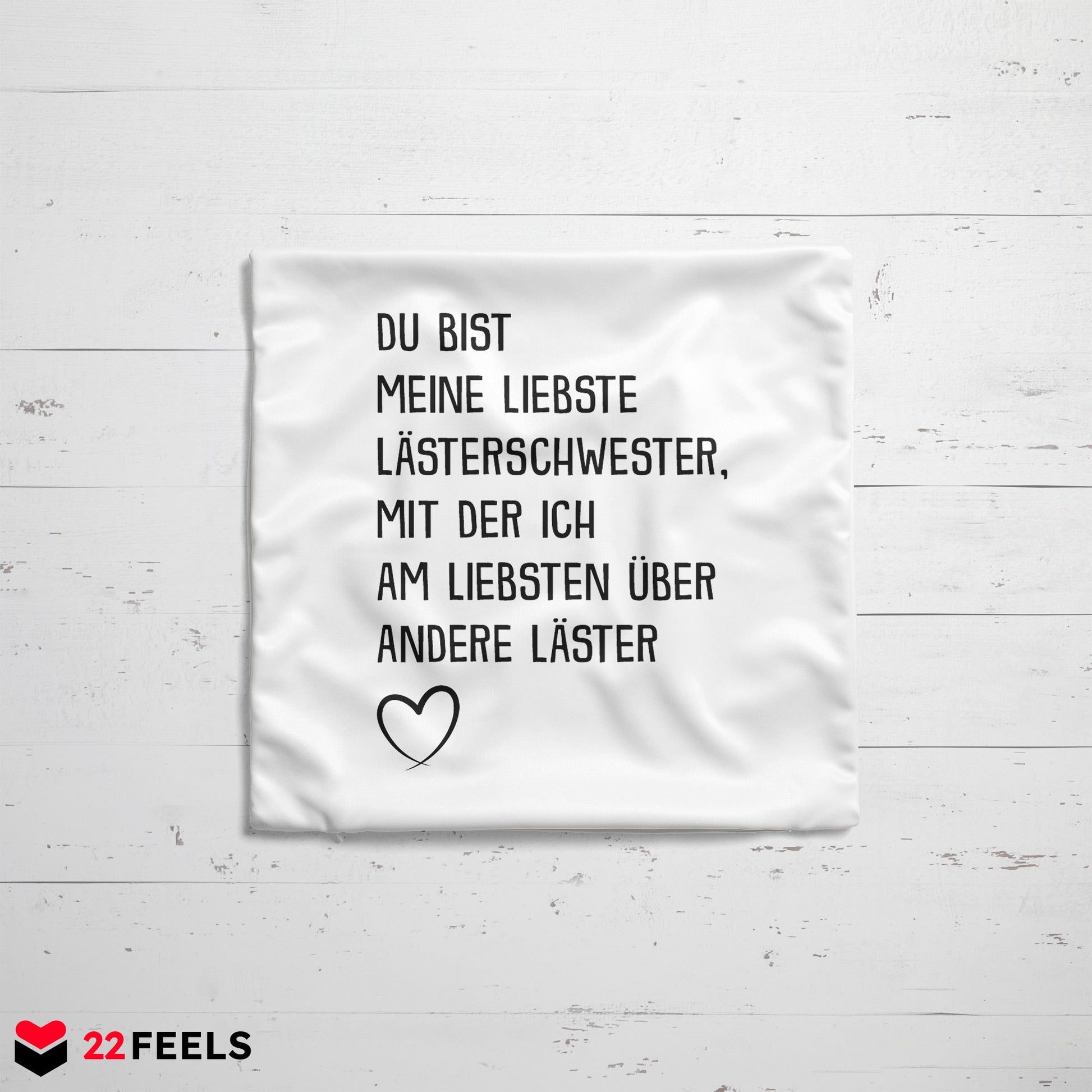 22Feels® Beste Freundin Geschenk - Kissen mit Spruch: Lästern (Weiss 40x40cm)-Kissen Weiss 40x40-22Feels