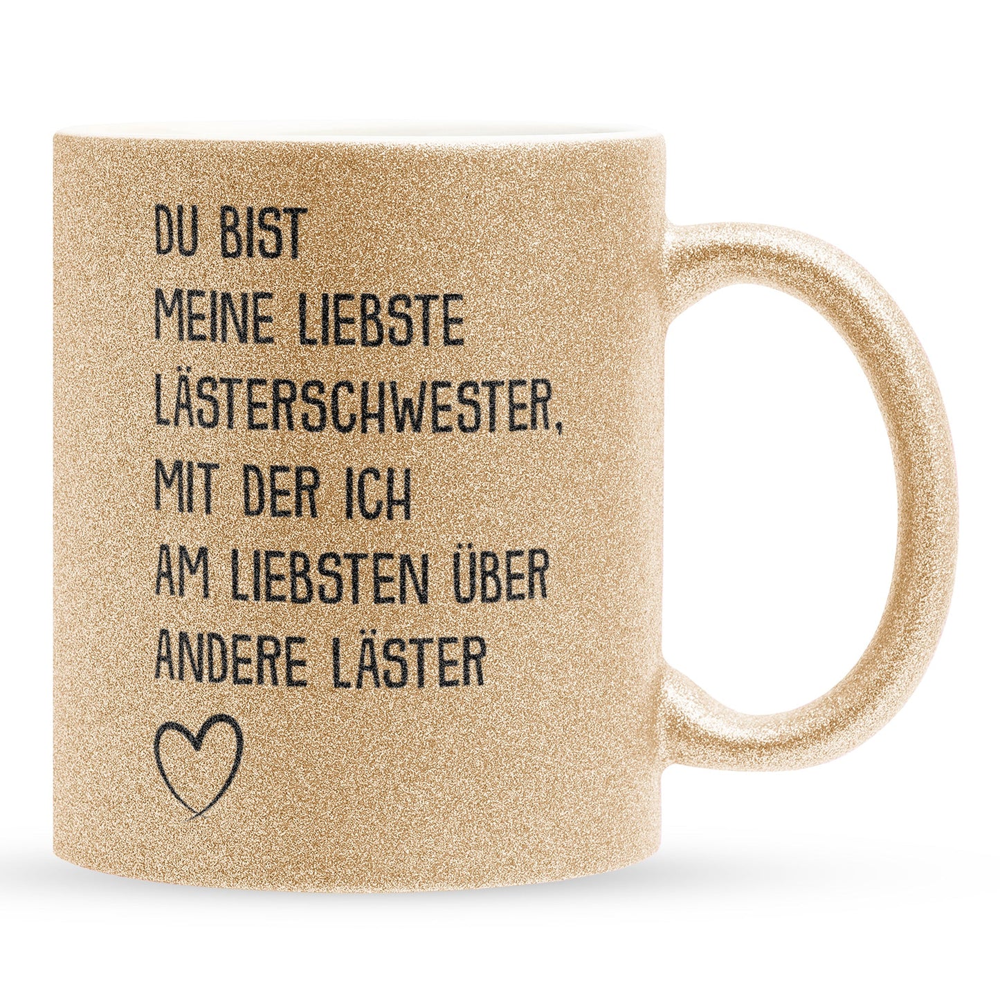 22Feels® Beste Freundin Geschenk - Glitzertasse mit Spruch: Lästern (Gold, 320ml)-Glitzertasse Gold 320ml-22Feels