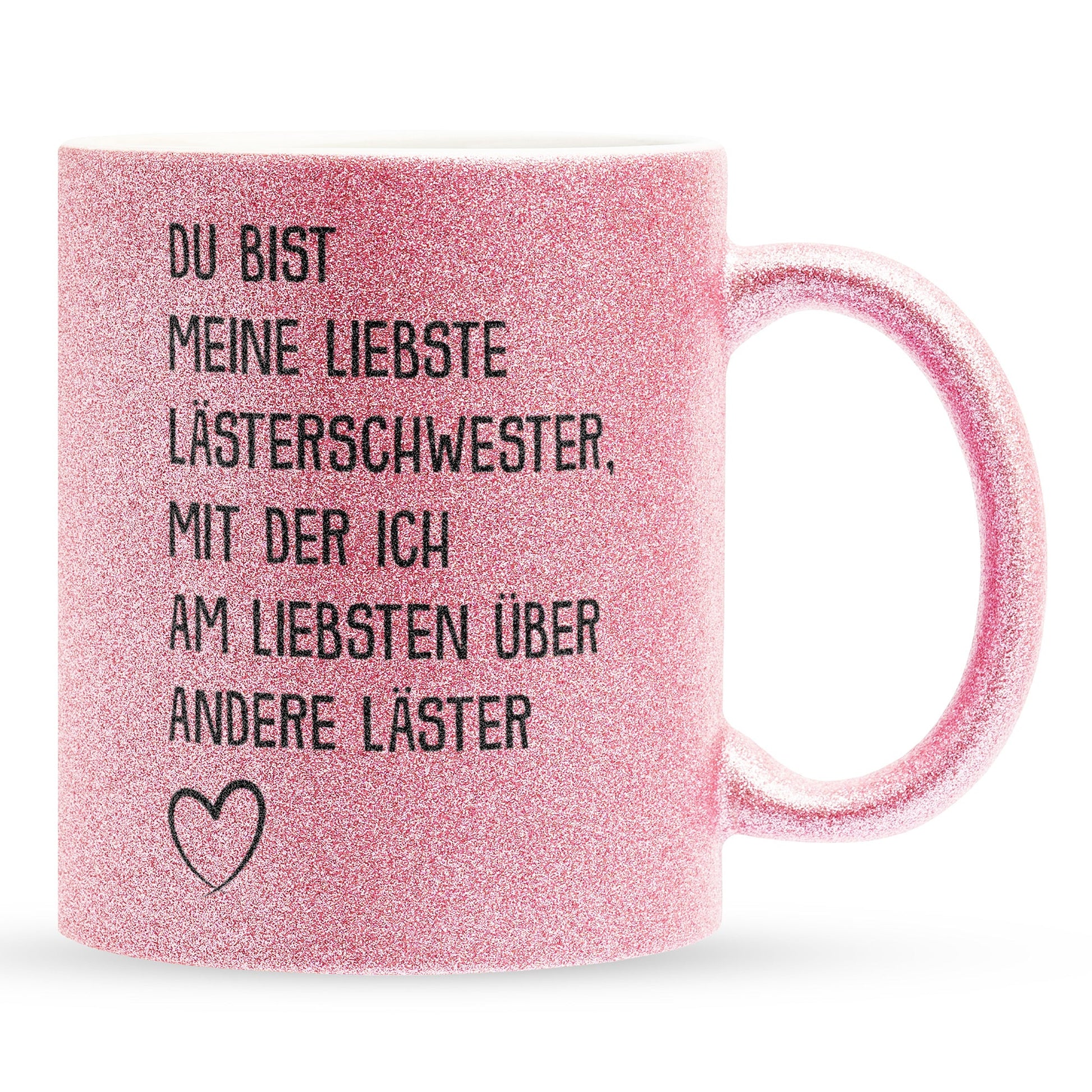22Feels® Beste Freundin Geschenk - Glitzertasse mit Spruch: Lästern (Pink, 320ml)-Glitzertasse Pink 320ml-22Feels