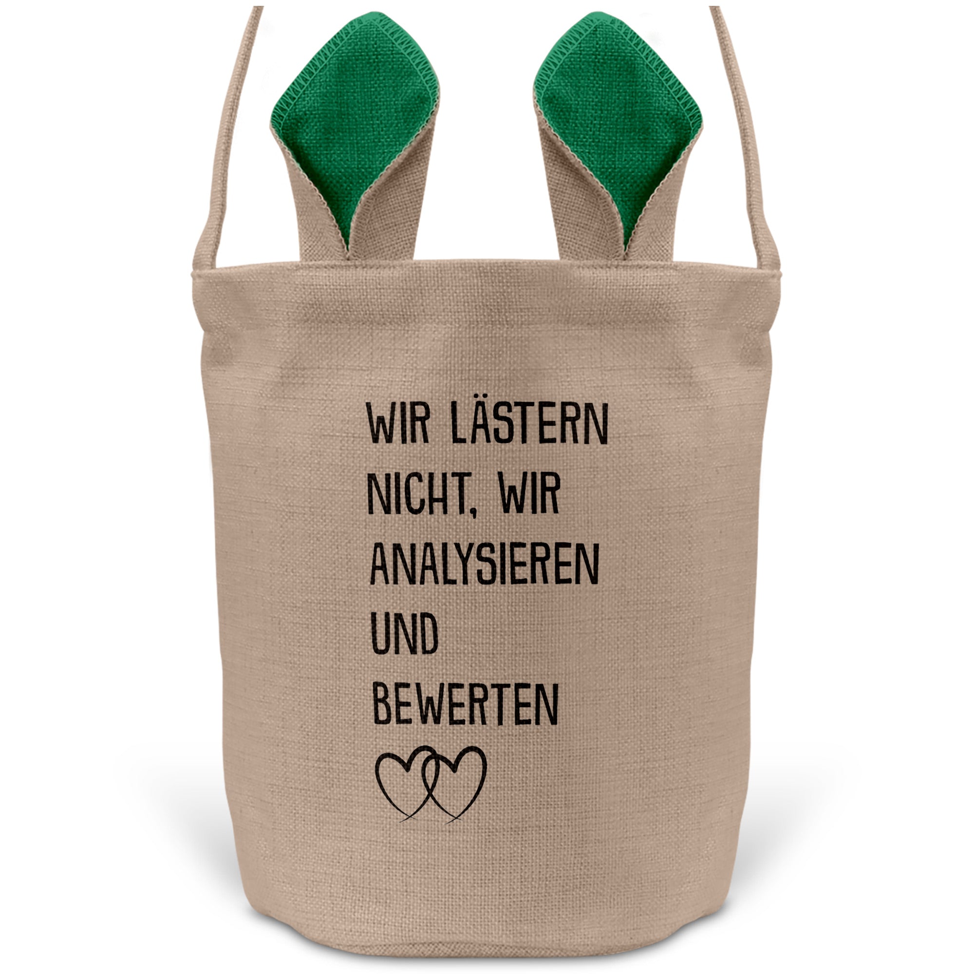 22Feels® Beste Freundin BFF Osterkorb mit Henkel Ostergeschenk Tragetasche Ostern Deko Osternest Körbchen Hasenohren (Beige/Grün)-Ostern Tragetasche-22Feels
