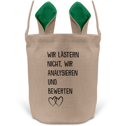 22Feels® Beste Freundin BFF Osterkorb mit Henkel Ostergeschenk Tragetasche Ostern Deko Osternest Körbchen Hasenohren (Beige/Grün)-Ostern Tragetasche-22Feels