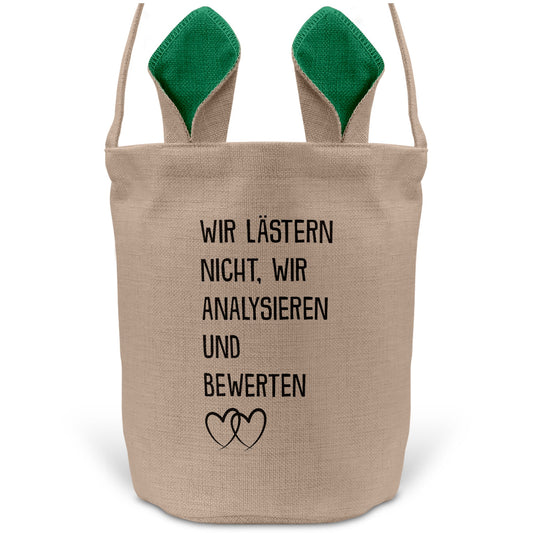22Feels® Beste Freundin BFF Osterkorb mit Henkel Ostergeschenk Tragetasche Ostern Deko Osternest Körbchen Hasenohren (Beige/Grün)-Ostern Tragetasche-22Feels