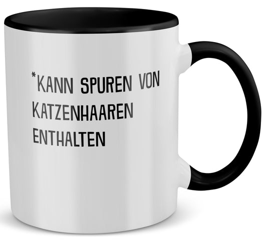 22Feels® Geschenk für Katzenfans - Tasse mit Spruch: Kann Spuren Von Katzenhaaren Enthalten (Weiss-Schwarz, 320ml)-TwoTone Tasse Weiss-Schwarz 320ml-22Feels