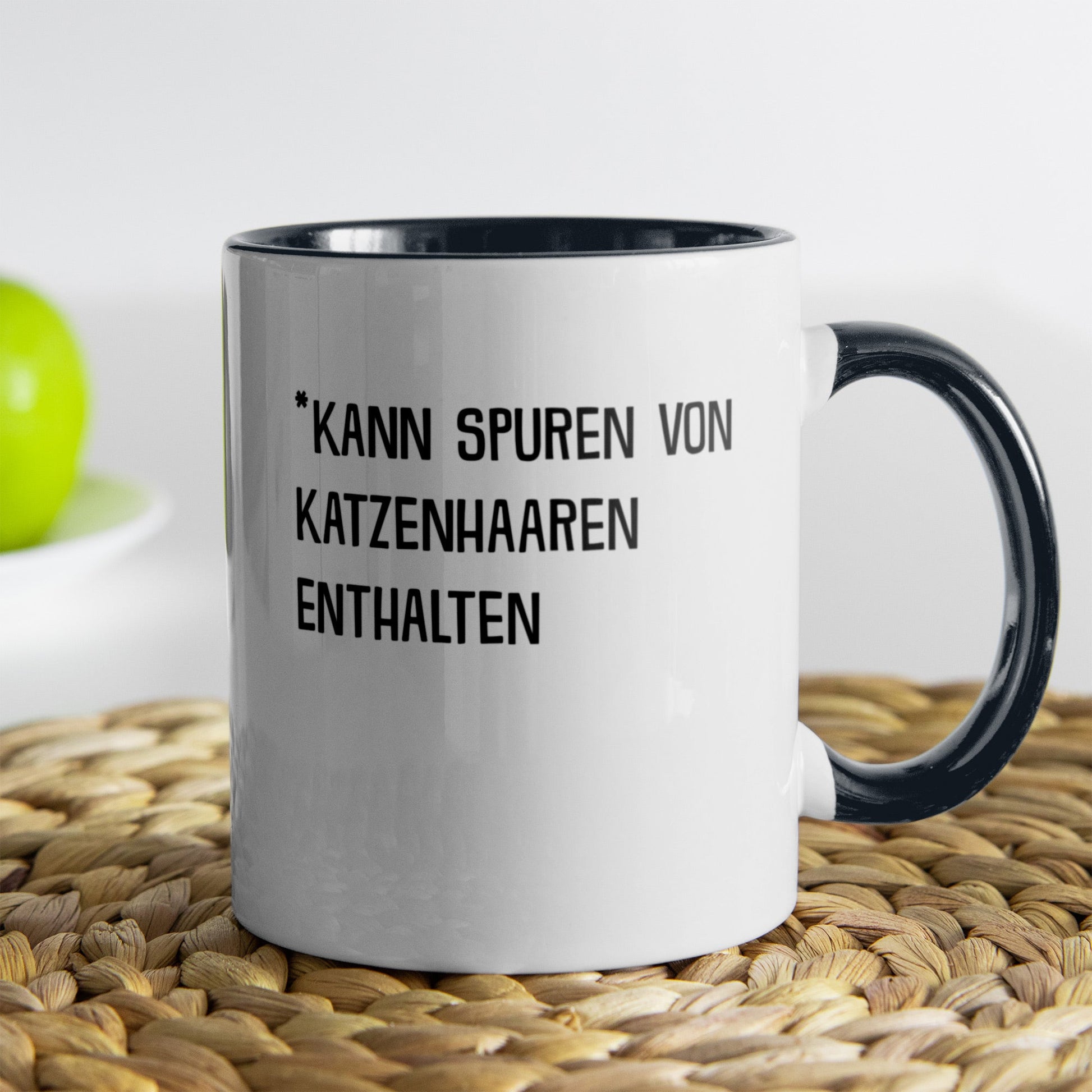 22Feels® Geschenk für Katzenfans - Tasse mit Spruch: Kann Spuren Von Katzenhaaren Enthalten (Weiss-Schwarz, 320ml)-TwoTone Tasse Weiss-Schwarz 320ml-22Feels