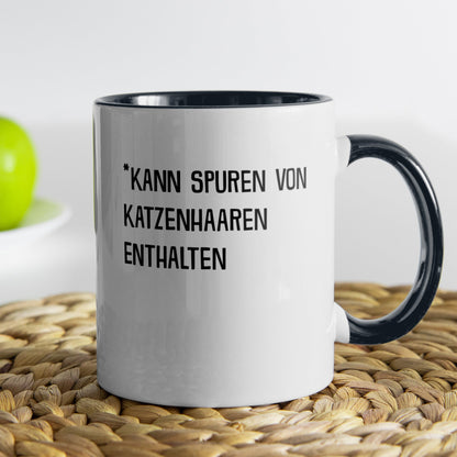 22Feels® Geschenk für Katzenfans - Tasse mit Spruch: Kann Spuren Von Katzenhaaren Enthalten (Weiss-Schwarz, 320ml)-TwoTone Tasse Weiss-Schwarz 320ml-22Feels