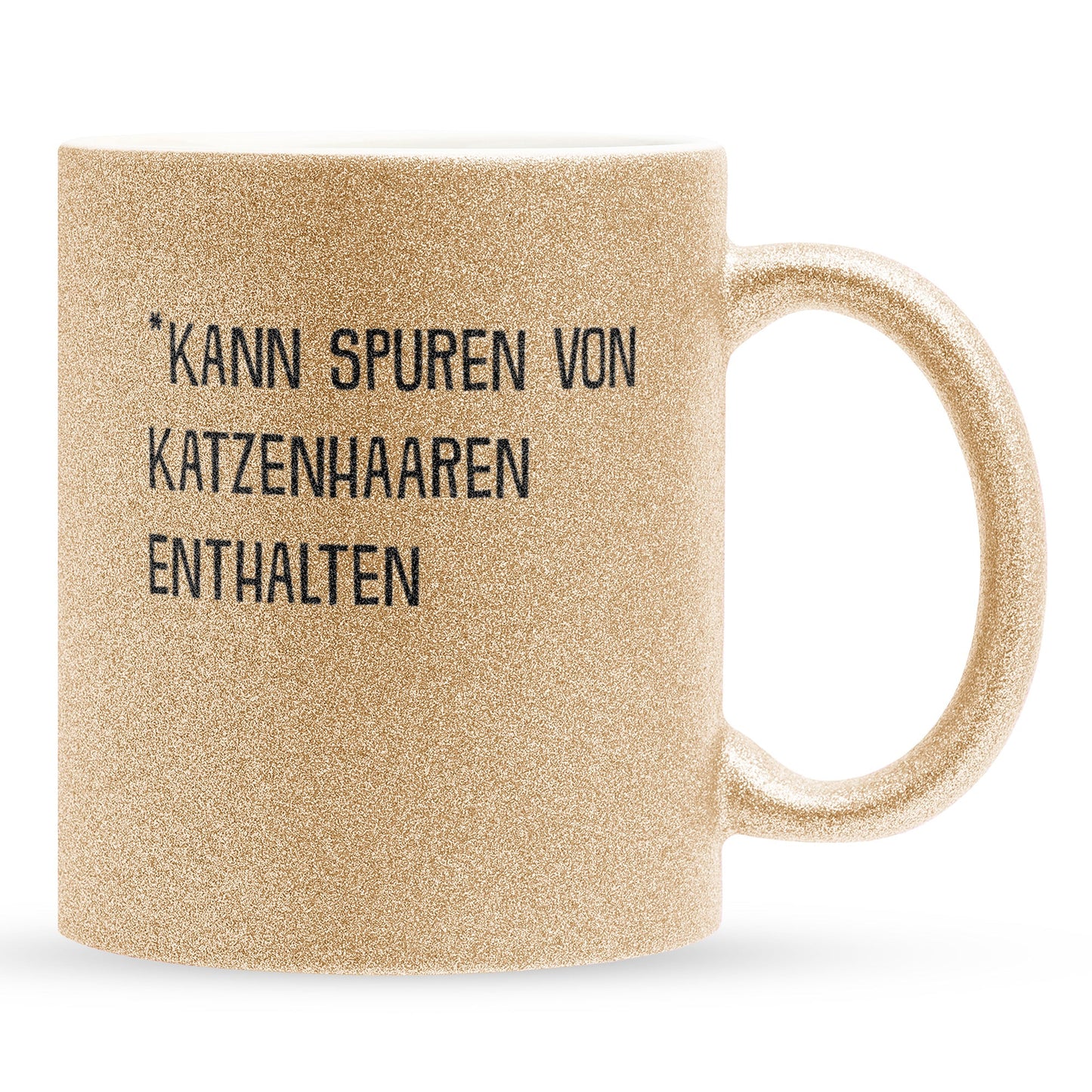 22Feels® Geschenk für Katzenfans - Glitzertasse mit Spruch: Kann Spuren Von Katzenhaaren Enthalten (Gold, 320ml)-Glitzertasse Gold 320ml-22Feels